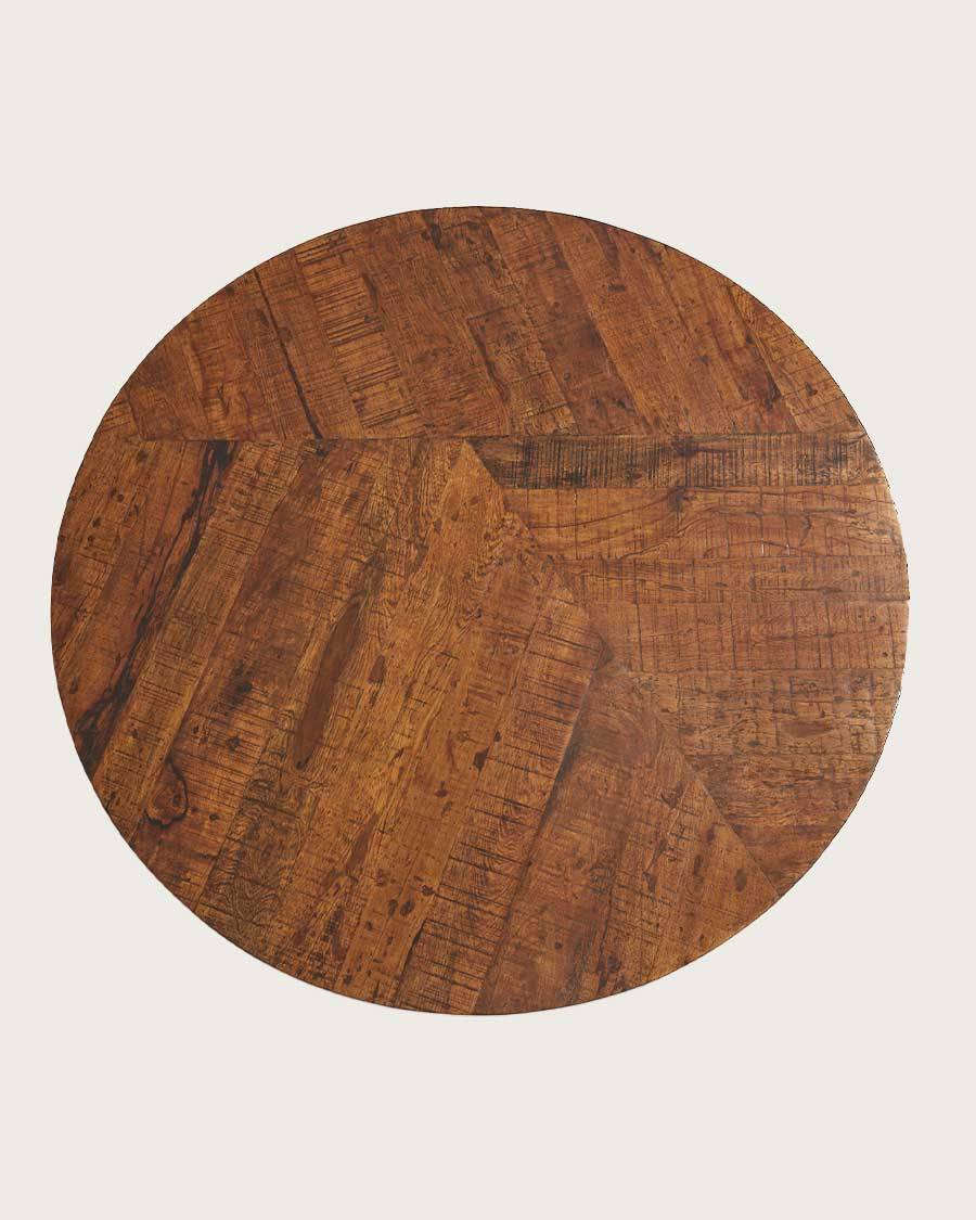 Prague - Table repas ronde en bois massif et pied tulipe doré D110 cm 6 pers - UNIQKA - Imagen 3