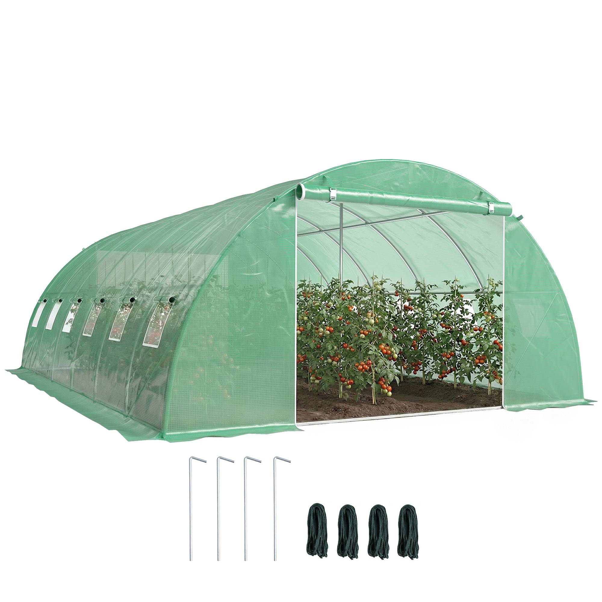 Sans Marque - Serre Tunnel Jardin Serre Maraîchère Acier Galvanisé Ø25mm 395x595x199cm Vert