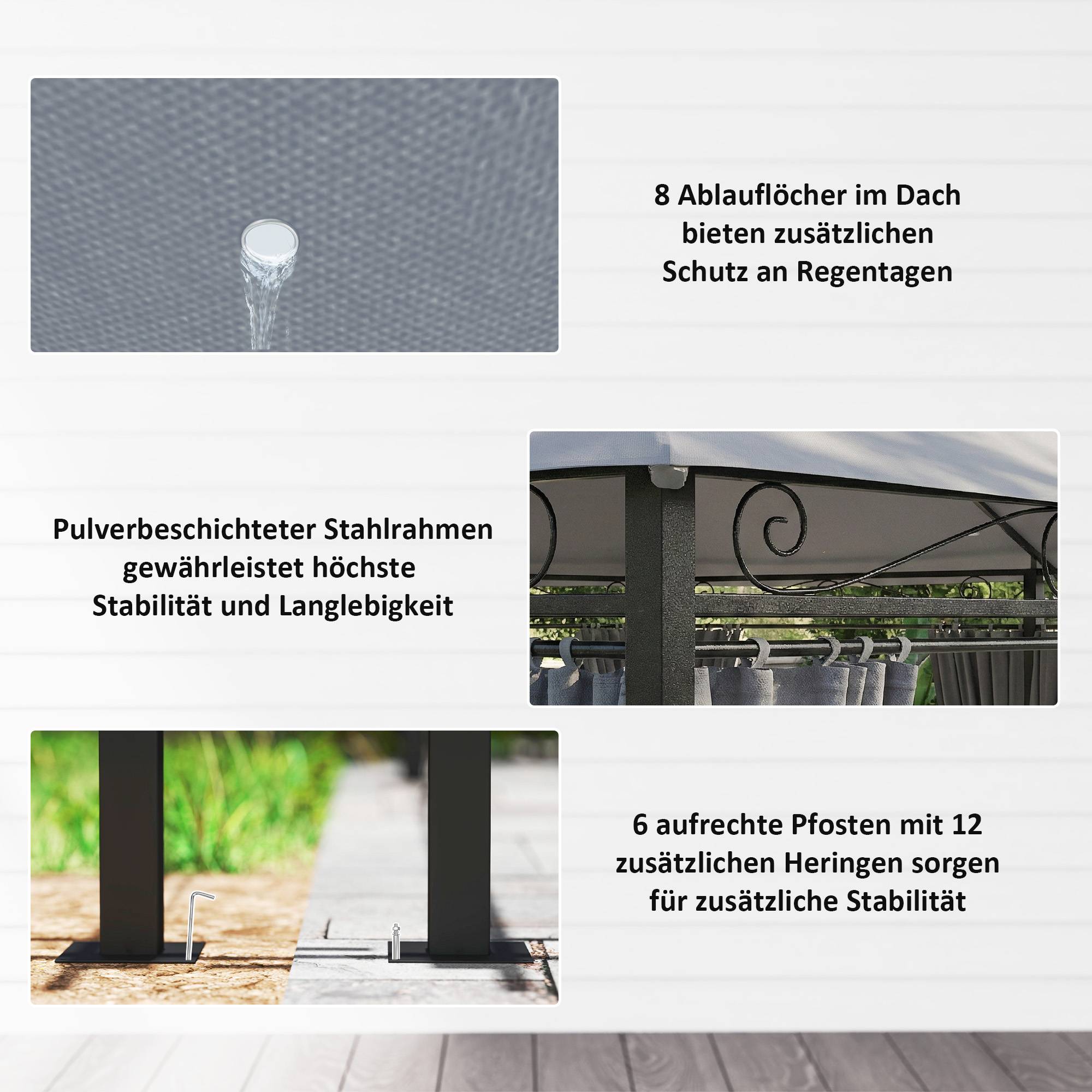 Pavillon jardin pavillon extérieur rideaux toit ventilé gris foncé - Image 8