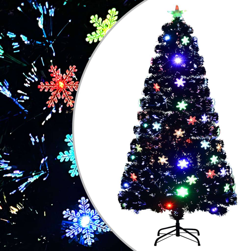 Maison Chic - Sapin de Noël - Arbre de Noël et flocons de neige LED Noir 120 cm Fibre optique - Image 2