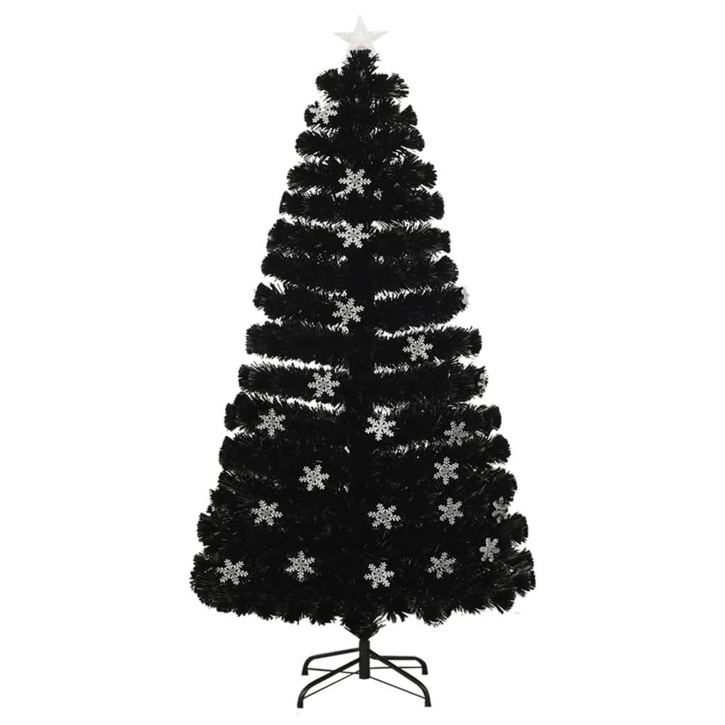 Maison Chic - Sapin de Noël - Arbre de Noël et flocons de neige LED Noir 120 cm Fibre optique - Image 1