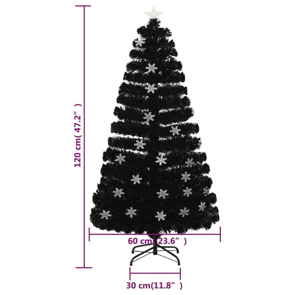 Maison Chic - Sapin de Noël - Arbre de Noël et flocons de neige LED Noir 120 cm Fibre optique - Image 9