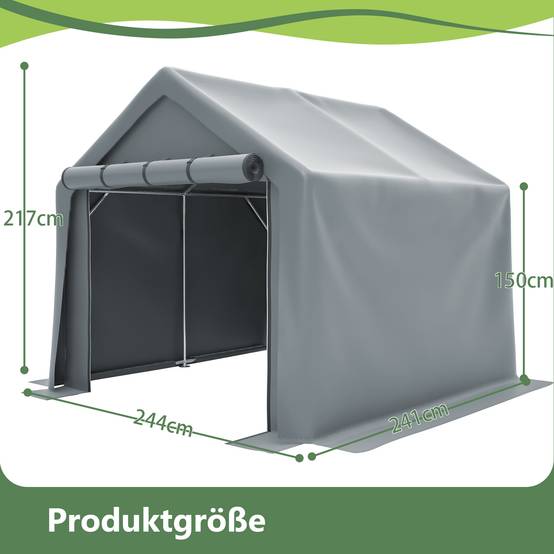 Abri de jardin 244x241x217cm gris foncé, garage vélo et tente de rangement pour outils extérieurs - Image 2