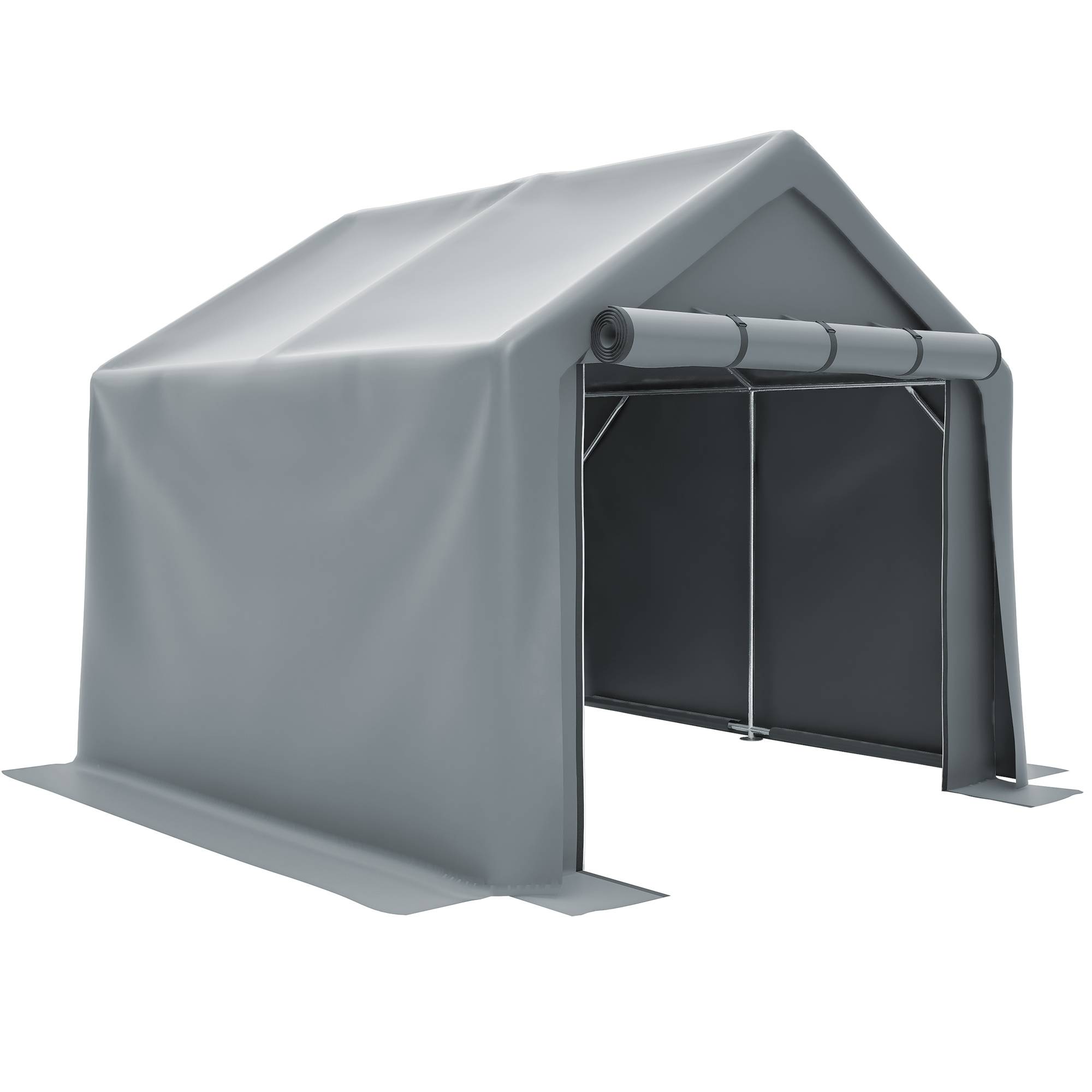 Abri de jardin 244x241x217cm gris foncé, garage vélo et tente de rangement pour outils extérieurs - Image 9