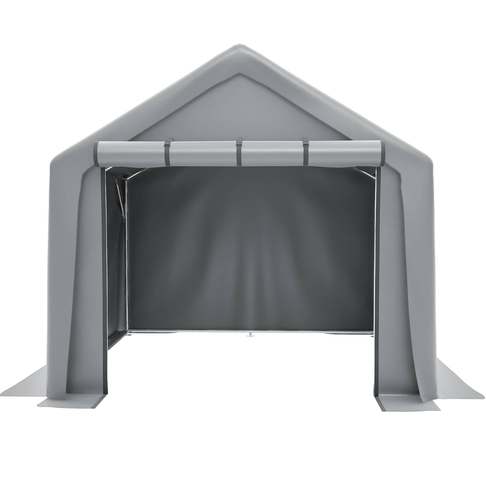 Abri de jardin 244x241x217cm gris foncé, garage vélo et tente de rangement pour outils extérieurs - Image 8