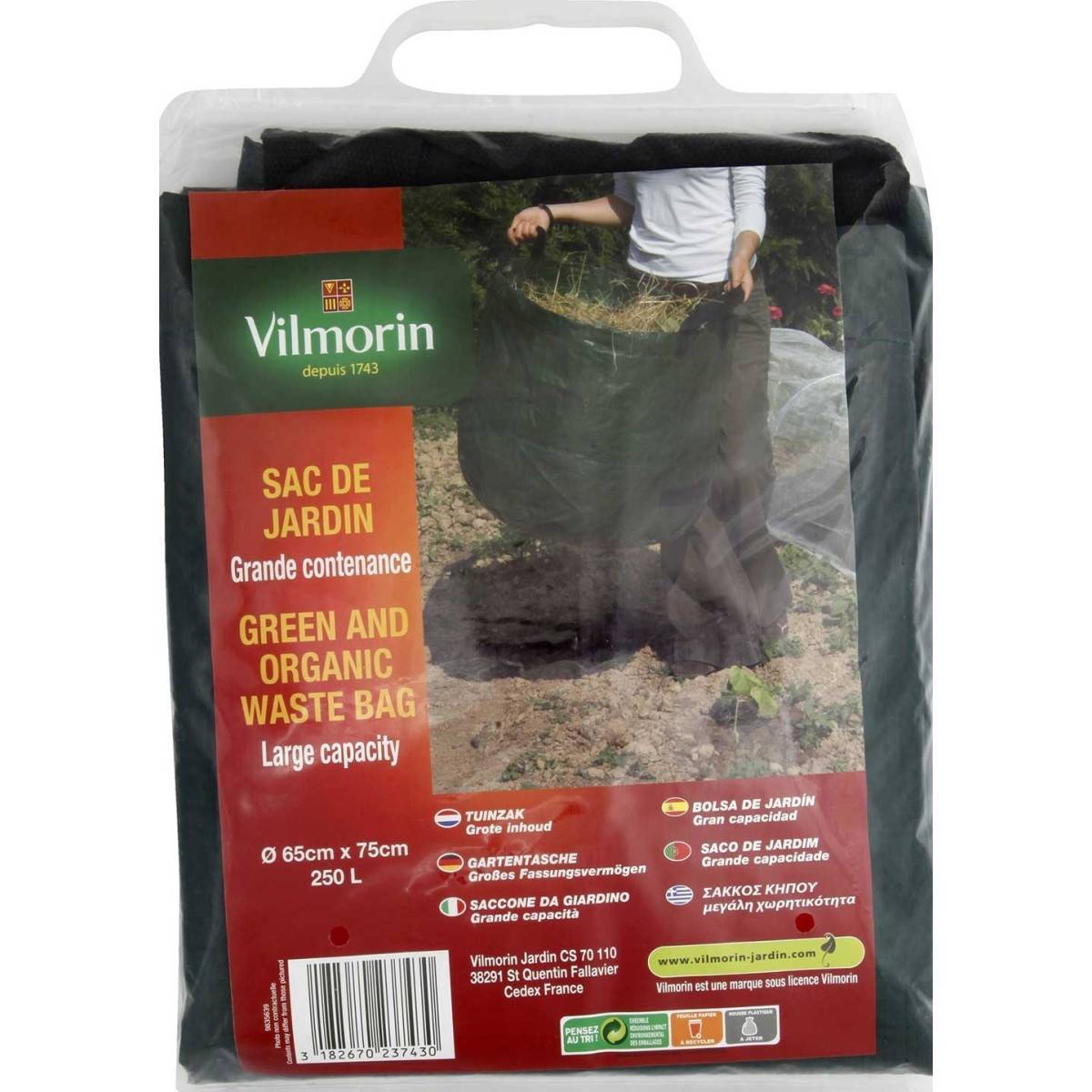 Vilmorin - Sac de jardin grande contenance PE 250L Ø65cm x 75cm