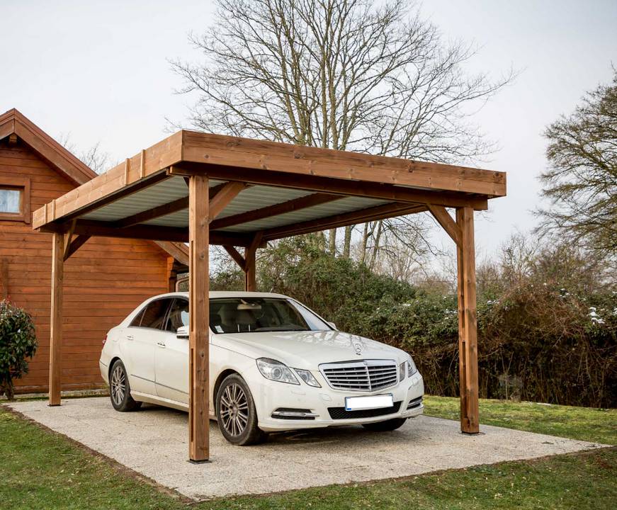 Habrita - Auvent THONES en bois thermo chauffé toit plat couverture bac acier 10,80 m² Habrita - Imagen 3
