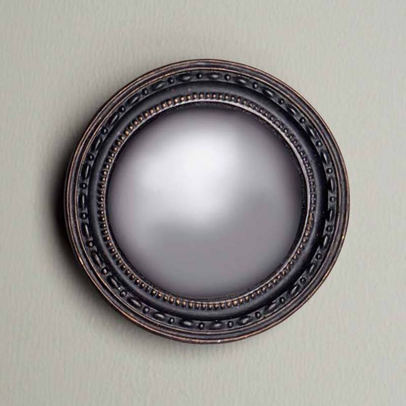 Miroir Rond Sorcière Convexe En Résine Bronze Antique noir 13cm - Image 1