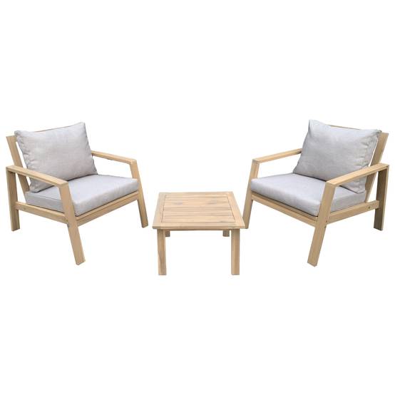 Salon de jardin en acacia 2 places GILI - coussins sable - HAPPY GARDEN - Image 1