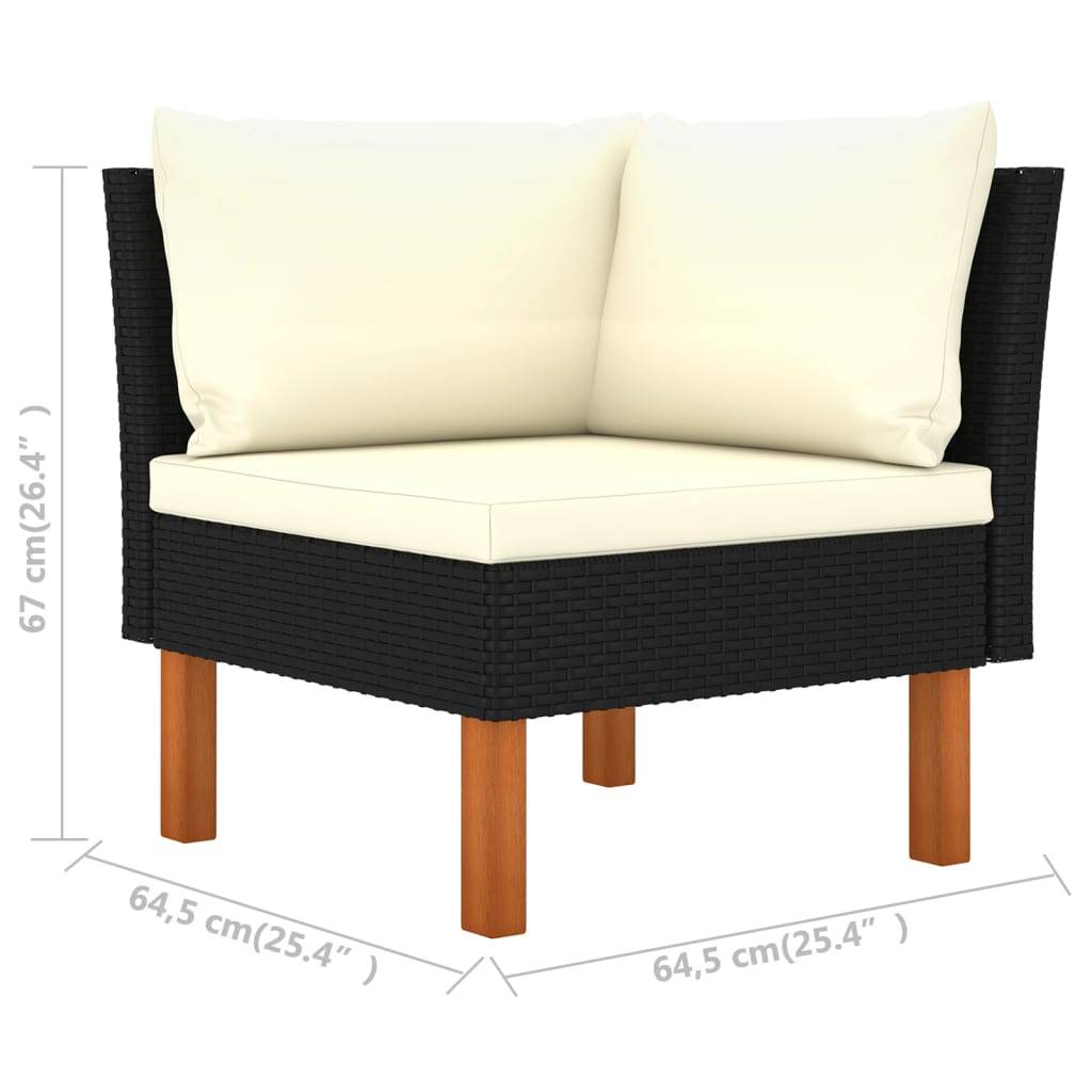 Canapés d'angle 2 pcs | Canapé D'extérieur | Sofa De Jardin Résine tressée et bois d'eucalyptus massif Maison Chic - Image 7