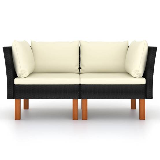 Canapés d'angle 2 pcs | Canapé D'extérieur | Sofa De Jardin Résine tressée et bois d'eucalyptus massif Maison Chic - Image 1