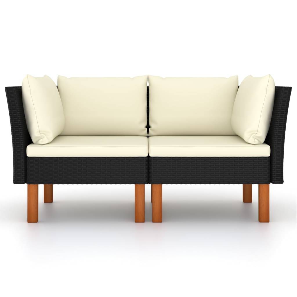 Canapés d'angle 2 pcs | Canapé D'extérieur | Sofa De Jardin Résine tressée et bois d'eucalyptus massif Maison Chic - Image 1