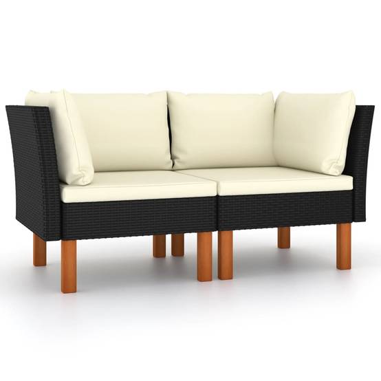 Canapés d'angle 2 pcs | Canapé D'extérieur | Sofa De Jardin Résine tressée et bois d'eucalyptus massif Maison Chic - Image 2