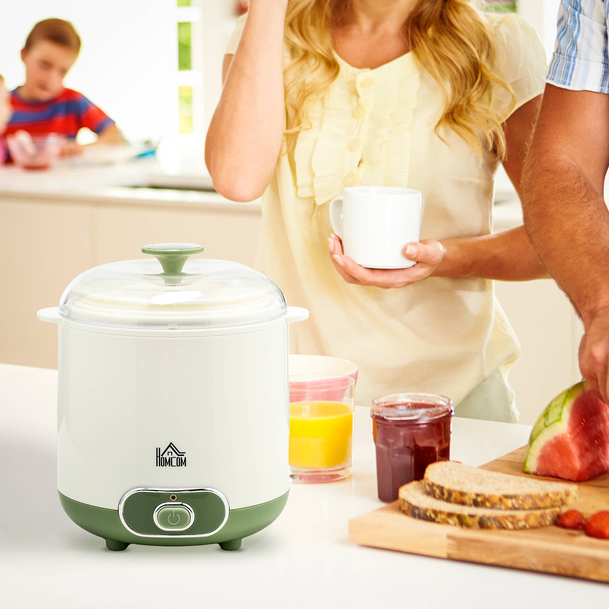 Yaourtière électrique 20W avec 2 récipients 1,5L, filtre yaourt grec et 2 couvercles, blanc - Image 4