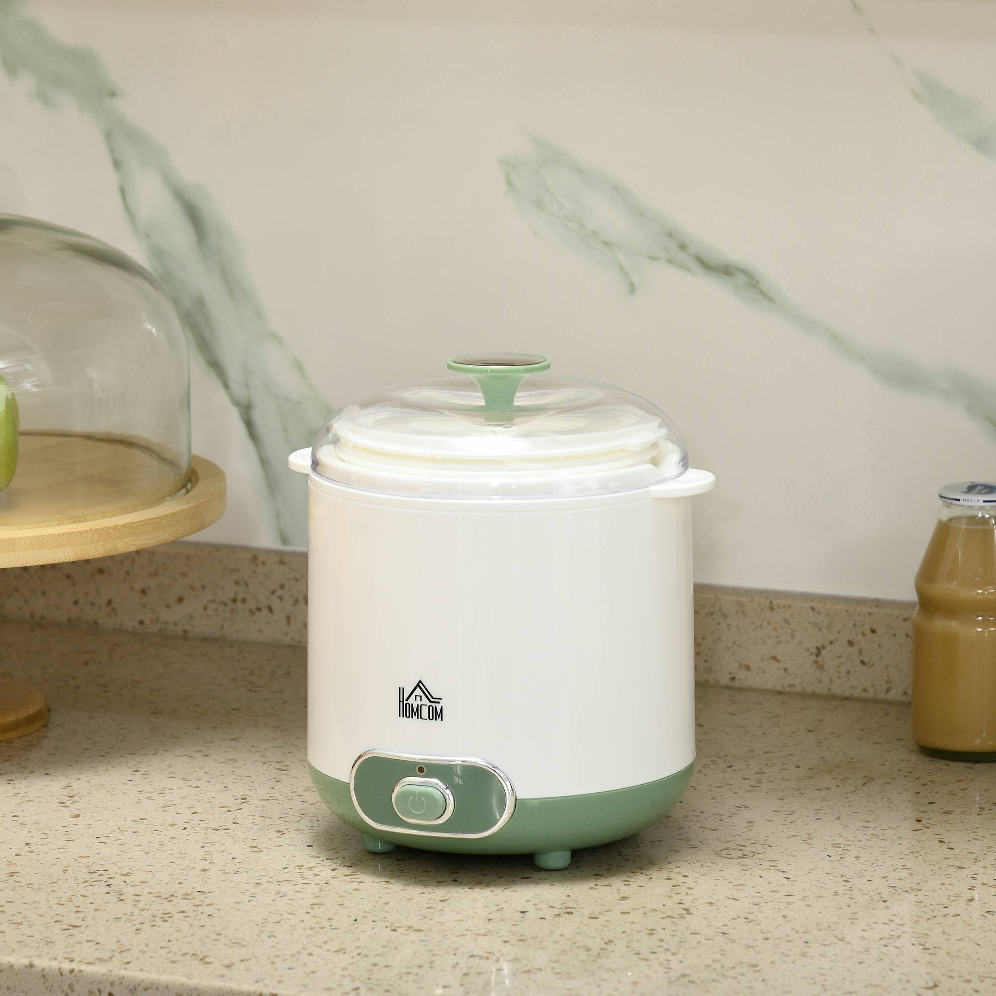 Yaourtière électrique 20W avec 2 récipients 1,5L, filtre yaourt grec et 2 couvercles, blanc - Image 3