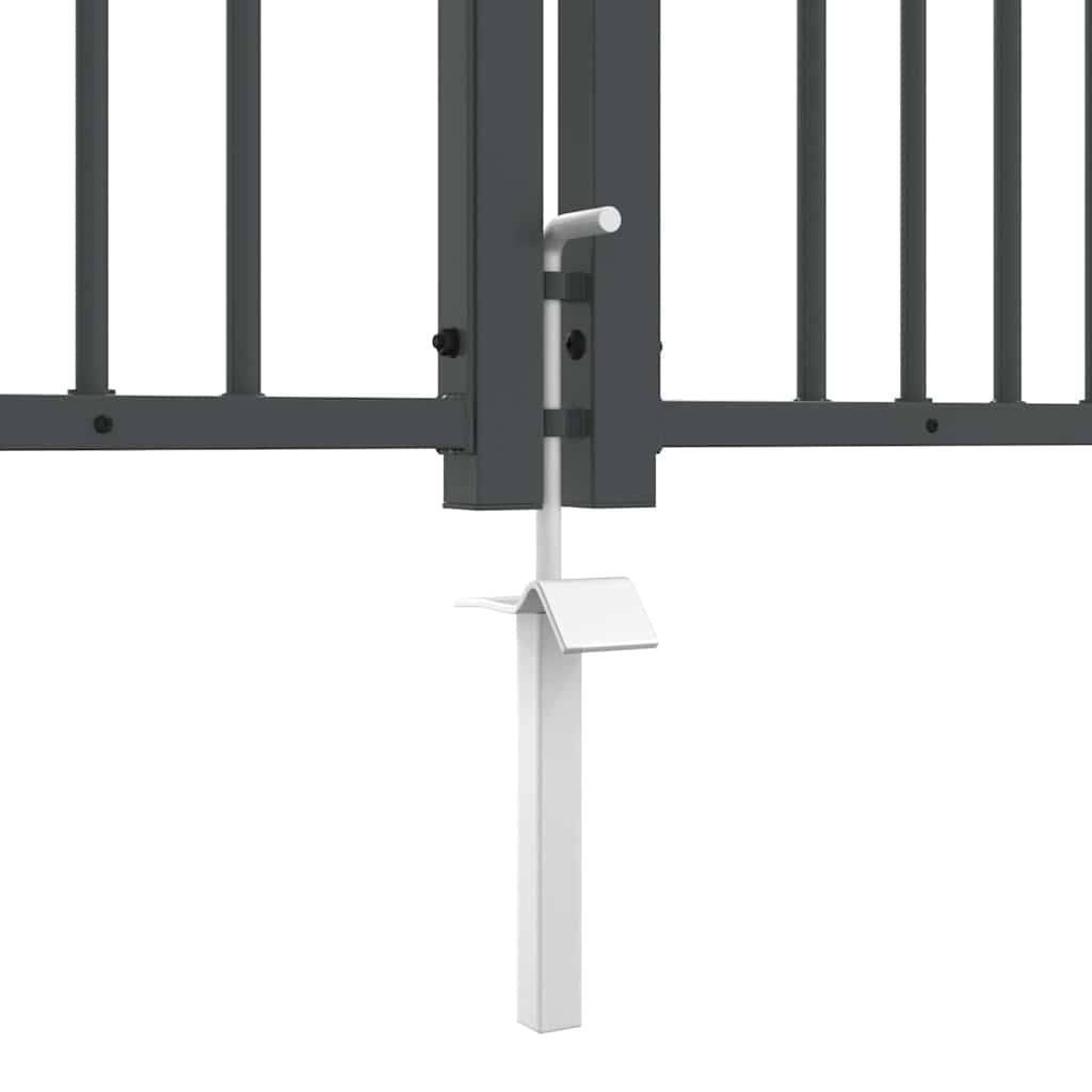 Portail Jardin Double Battant Acier Style Fer Forgé Pointe de Lance 404x223 cm Gris - ComfortXL Outdoor Living - Image 7