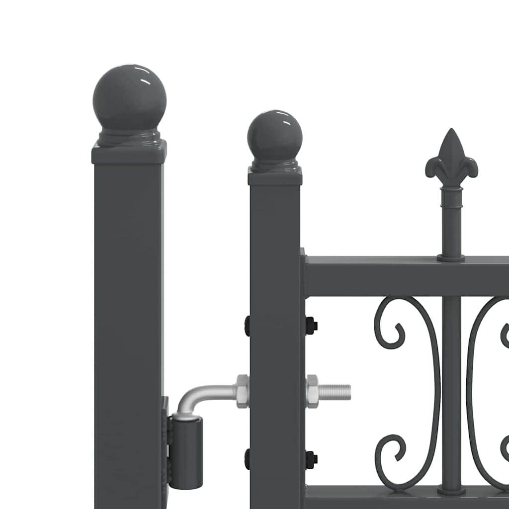 Portail Jardin Double Battant Acier Style Fer Forgé Pointe de Lance 404x223 cm Gris - ComfortXL Outdoor Living - Image 5