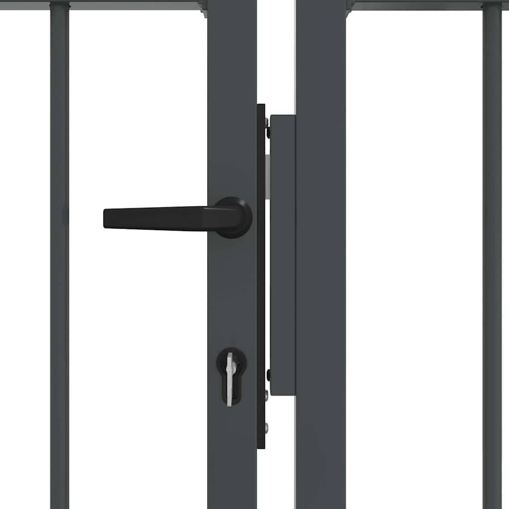 Portail Jardin Double Battant Acier Style Fer Forgé Pointe de Lance 404x223 cm Gris - ComfortXL Outdoor Living - Image 6