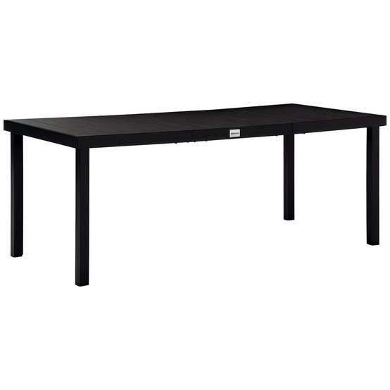 Table à Manger Aluminium Jardin Terrasse Repas 8 Personnes Aspect Bois Noir - ComfortXL Outdoor Living - Image 1