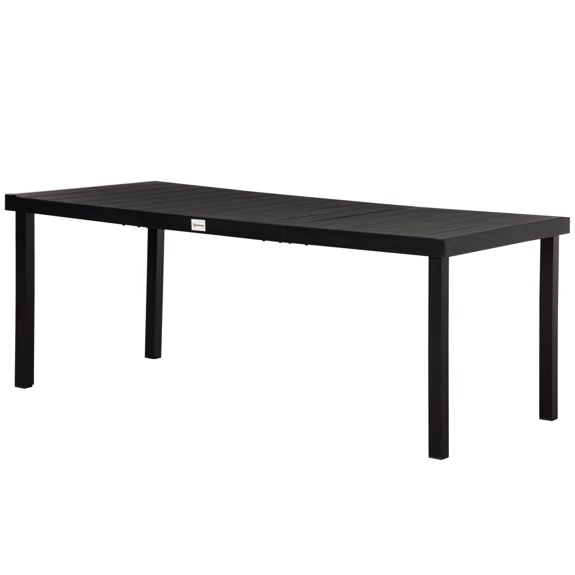 Table à Manger Aluminium Jardin Terrasse Repas 8 Personnes Aspect Bois Noir - ComfortXL Outdoor Living - Image 2