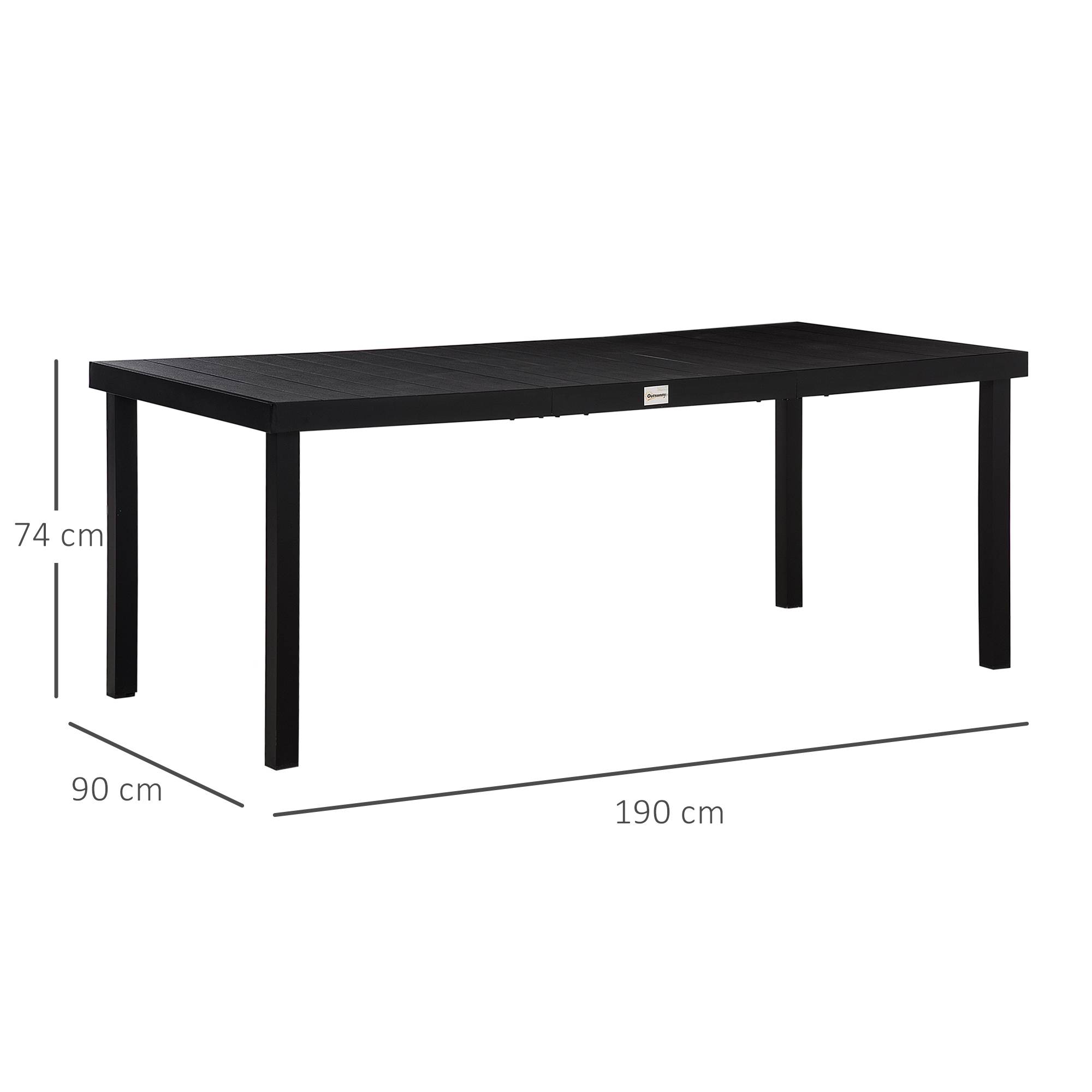 Table à Manger Aluminium Jardin Terrasse Repas 8 Personnes Aspect Bois Noir - ComfortXL Outdoor Living - Image 5