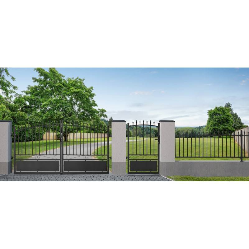 Poteau aluminium tradition style ferronnerie à sceller universel pour portail et portillon chapeau inclus H2.36 m Noir - Easy Clôture - Imagen 4