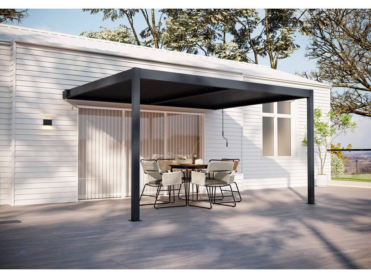 Habitat Et Jardin - Pergola Adossée En Aluminium "windsor" - Gris Anthracite - 3 X 4 M -habitat Et Jardin - Image 2