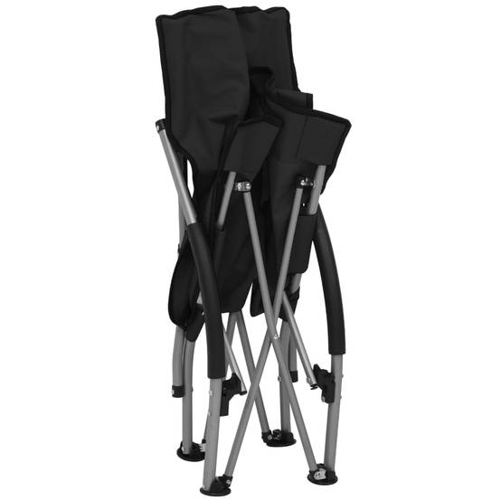 Maison Chic - lot de 2 Chaises de plage pliables - Bain de soleil - Transat Noir Tissu HL284 - Image 6