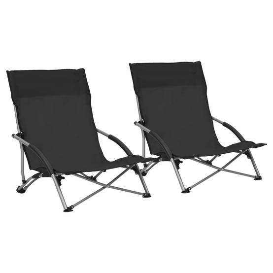 Maison Chic - lot de 2 Chaises de plage pliables - Bain de soleil - Transat Noir Tissu HL284 - Image 2