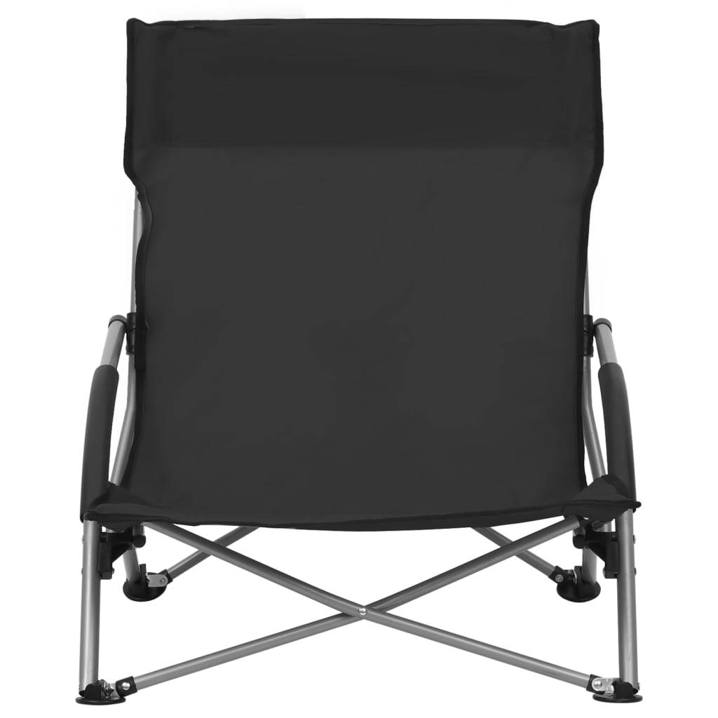 Maison Chic - lot de 2 Chaises de plage pliables - Bain de soleil - Transat Noir Tissu HL284 - Image 3