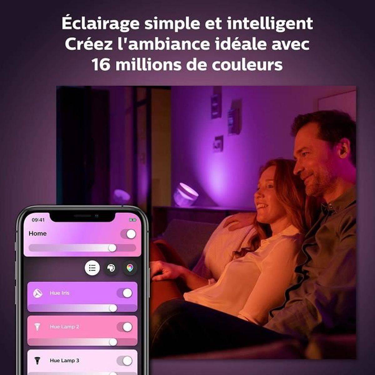 Philips - Lampe de table connectée Philips Hue Iris, éclairage blanc et coloré, projection murale, Bluetooth et Hue Bridge - PHILIPS HUE - Image 7