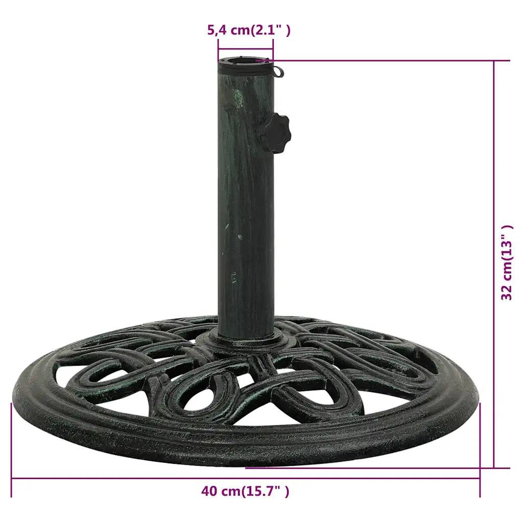 Socle de parasol robuste avec adaptateur extérieur 40 x 40 x 32 cm en fonte verte - Image 7