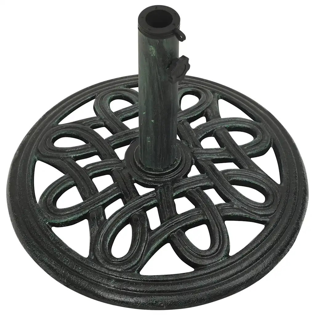 Socle de parasol robuste avec adaptateur extérieur 40 x 40 x 32 cm en fonte verte - Image 3
