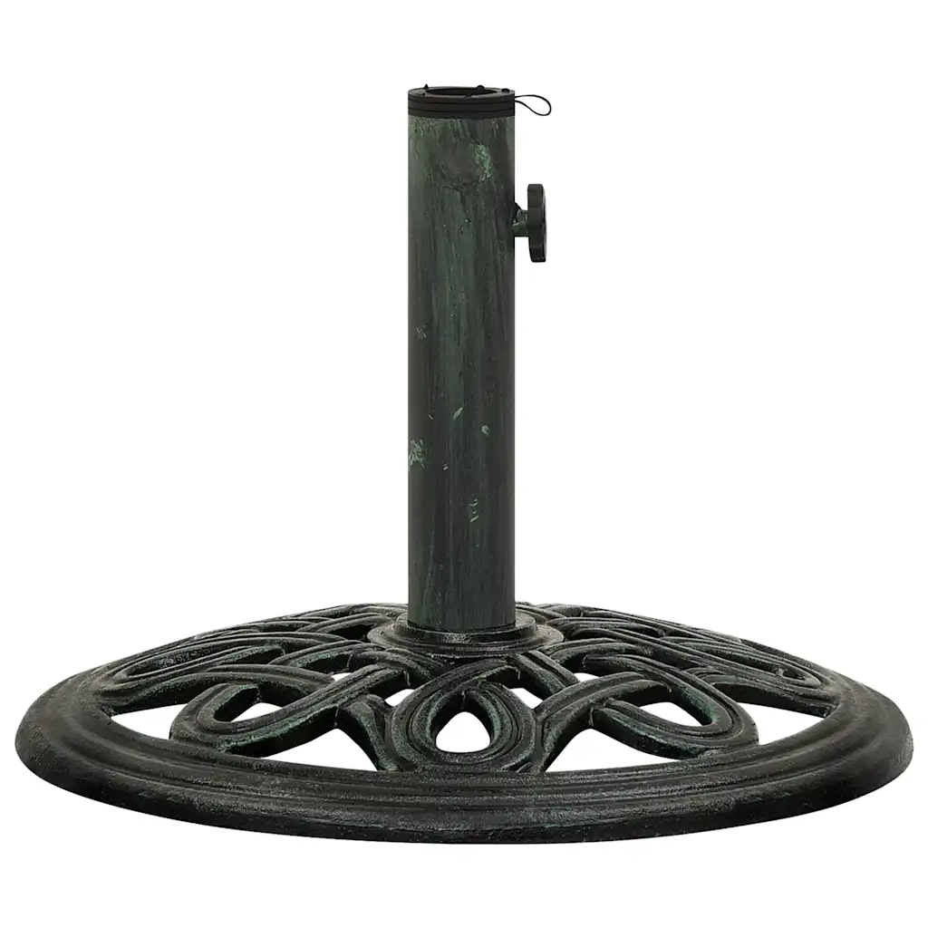 Socle de parasol robuste avec adaptateur extérieur 40 x 40 x 32 cm en fonte verte - Image 1