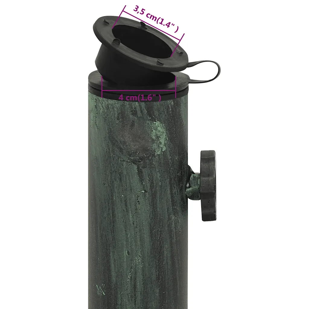 Socle de parasol robuste avec adaptateur extérieur 40 x 40 x 32 cm en fonte verte - Image 8