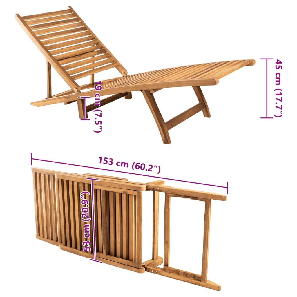 Chaise Longue "S" Teck Massif Pliable Jardin – ComfortXL Outdoor Living - Image 8