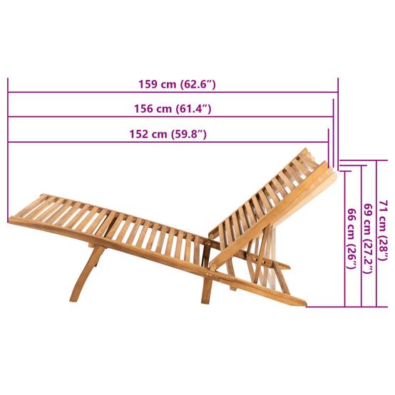Chaise Longue "S" Teck Massif Pliable Jardin – ComfortXL Outdoor Living - Image 7