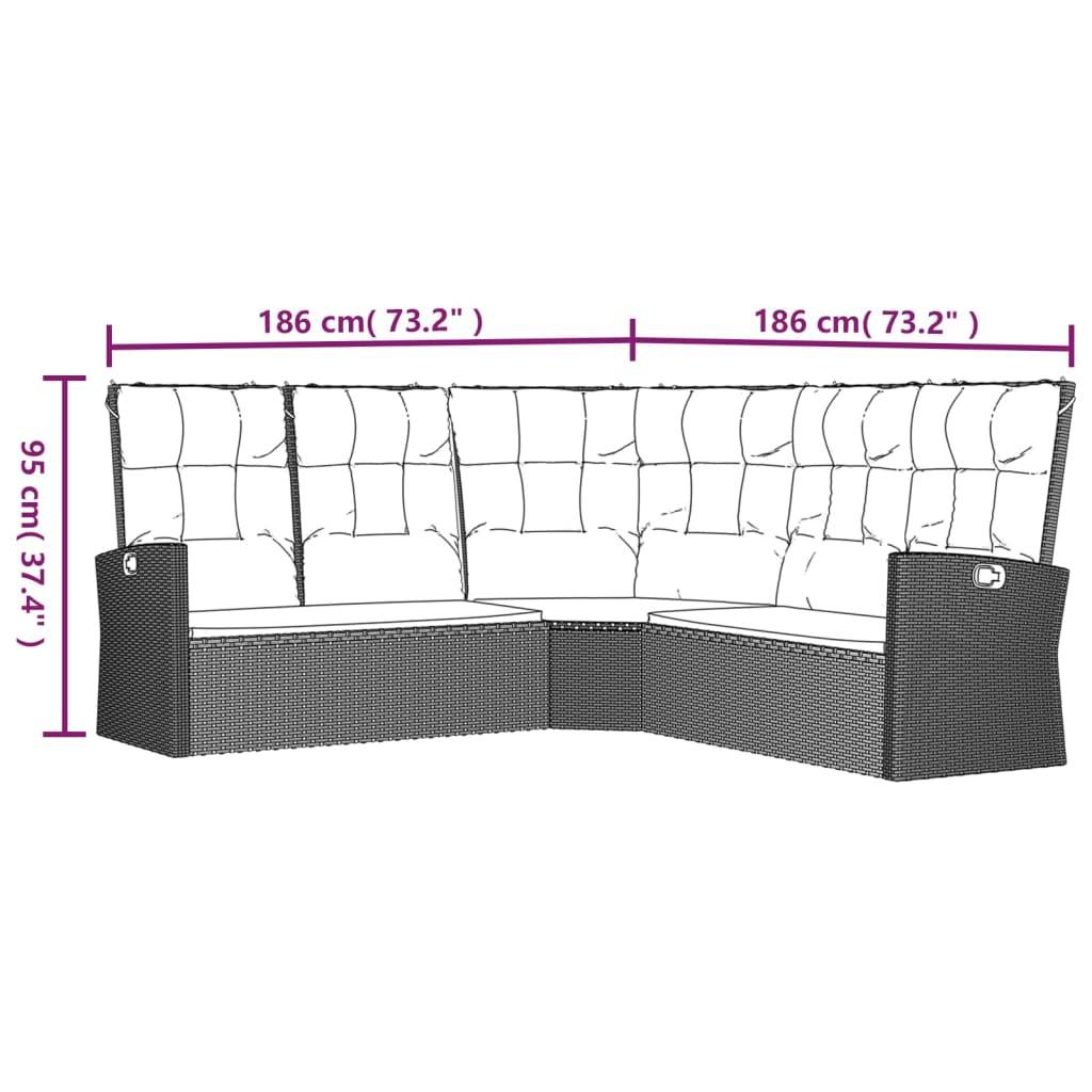 Vidaxl - Canapé d'angle inclinable avec coussins gris résine tressée vidaXL 362182 - Imagen 3