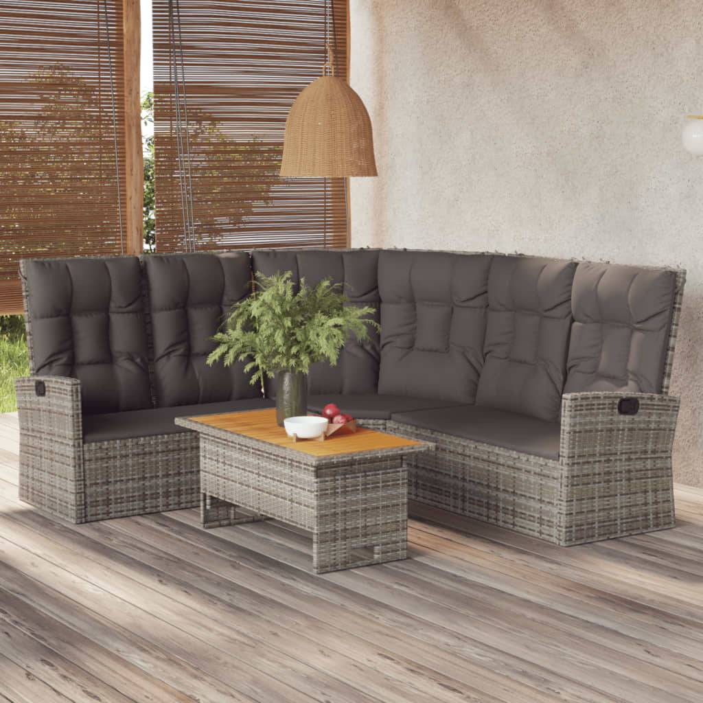 Vidaxl - Canapé d'angle inclinable avec coussins gris résine tressée vidaXL 362182 - Imagen 1