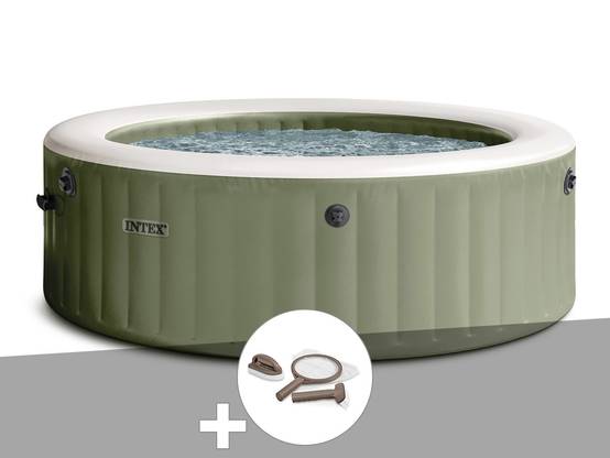 Kit spa gonflable Intex PureSpa Olive rond Bulles 4 places + Kit d'entretien