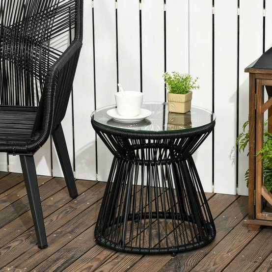 Table d'appoint extérieure résine tressées noir 40 x 40 x 42 cm - PANGIVO - Image 3