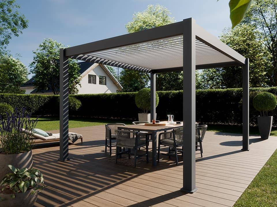 Pergola Bioclimatique Aluminium Autoportee 12m² - 3x4m - Gris - Lames Orientables de 0 à 120 degrés - ECLIPSE - Imagen 1