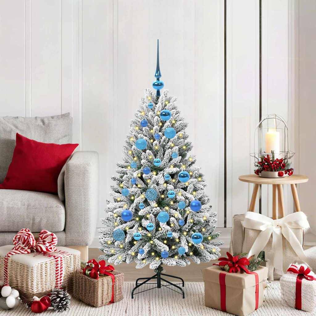 Sapin de Noël | Arbre de Noël artificiel Vert et blanc 120 cm PVC et métal Maison Chic - Image 2