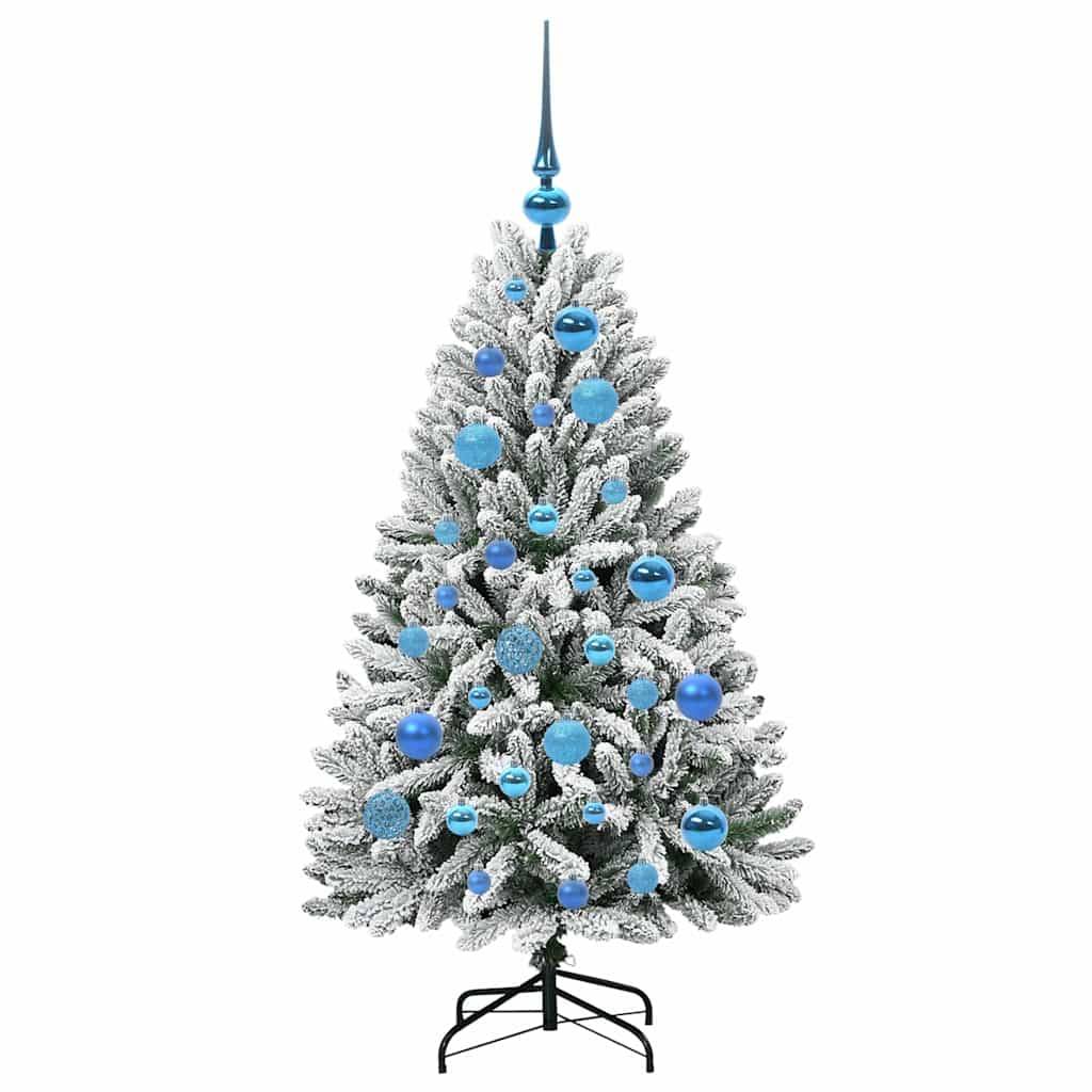 Sapin de Noël | Arbre de Noël artificiel Vert et blanc 120 cm PVC et métal Maison Chic - Image 4
