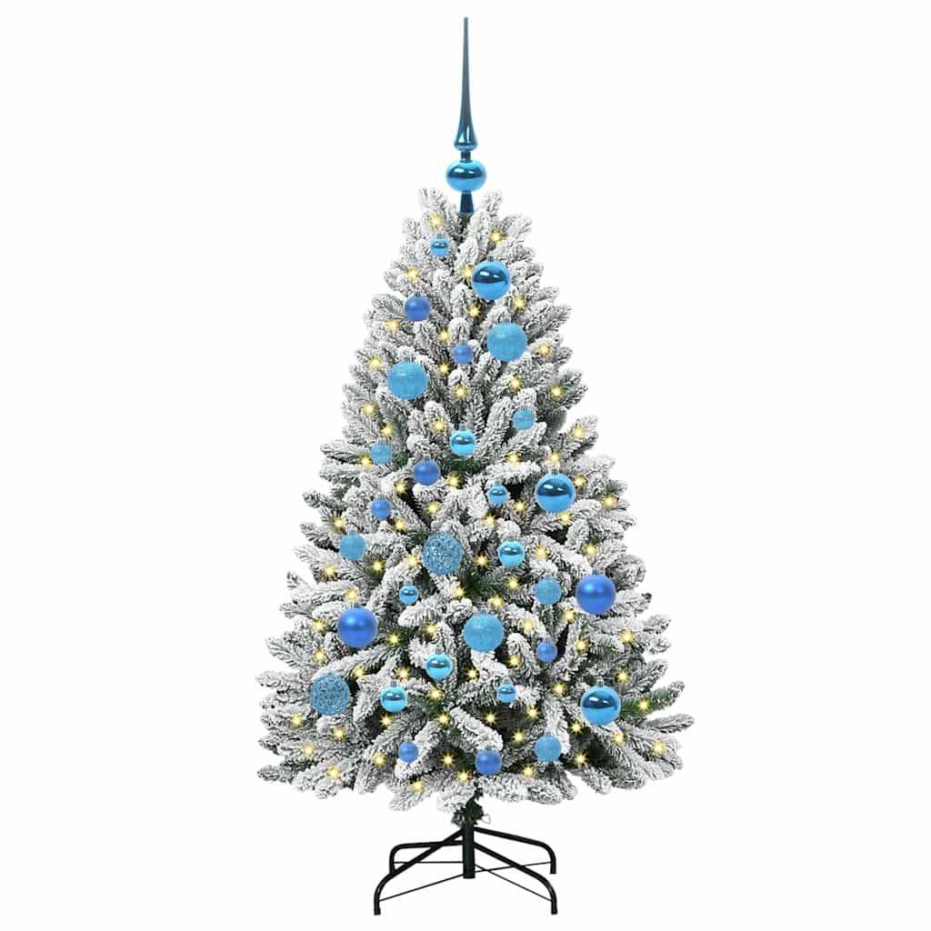 Sapin de Noël | Arbre de Noël artificiel Vert et blanc 120 cm PVC et métal Maison Chic - Image 3