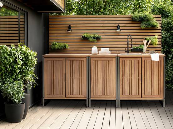Beliani - Cuisine de jardin Bois d'acacia certifié Marron IVREA - 50x50x92- Beliani - Image 1