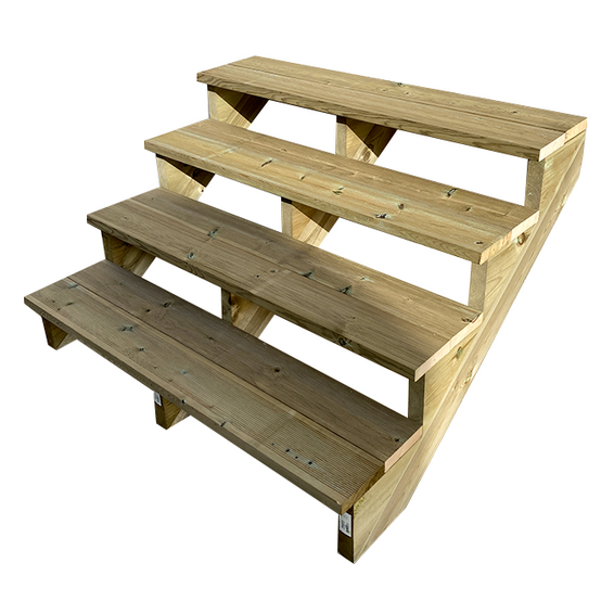 BERLIN Escalier extérieur bois 4 marches H 71cm L-160cm - sans contre marche - Image 1