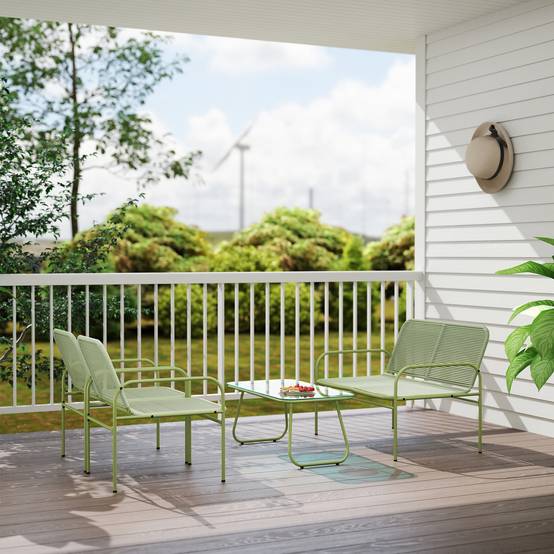 Salon de jardin 4 places résine tressée Canapé 2 fauteuils et table basse Vert - ComfortXL Outdoor Living - Image 10