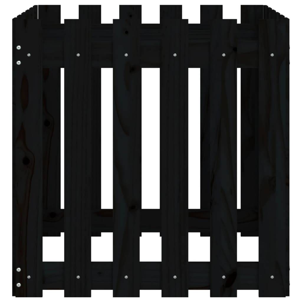 Maison Chic - Jardinière - Bac à fleurs - Pot de fleurs avec design de clôture noir 60x60x60 cm pin massif - Image 6