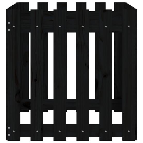 Maison Chic - Jardinière - Bac à fleurs - Pot de fleurs avec design de clôture noir 60x60x60 cm pin massif - Image 5
